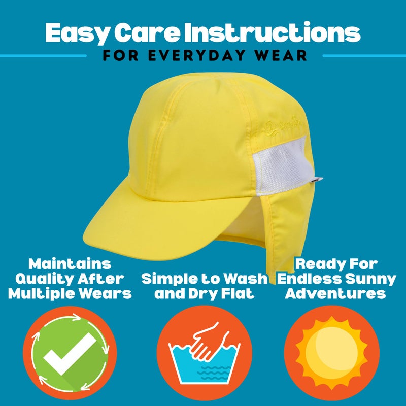 SwimZip Sun Hat with Neck Flap | UPF 50+ Protection for Baby, Toddler, and Kids Yellow - Image 4